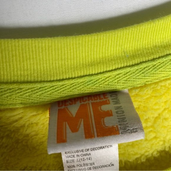 Despicable Me Yellow Blue Fleece Minion Long Sleeve Pajama Top L 12-14 - Picture 5 of 6